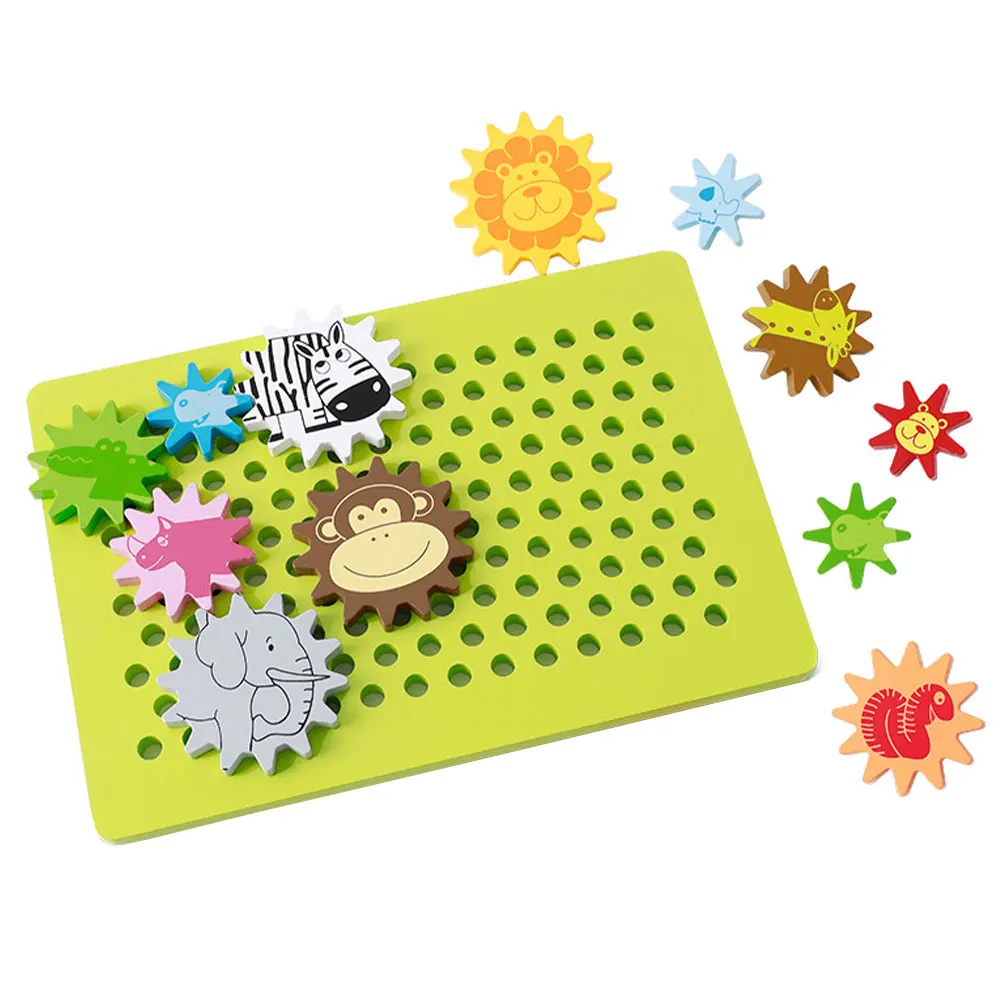 Детские деревянные магические шестерни строительные блоки кирпичи мозаичная