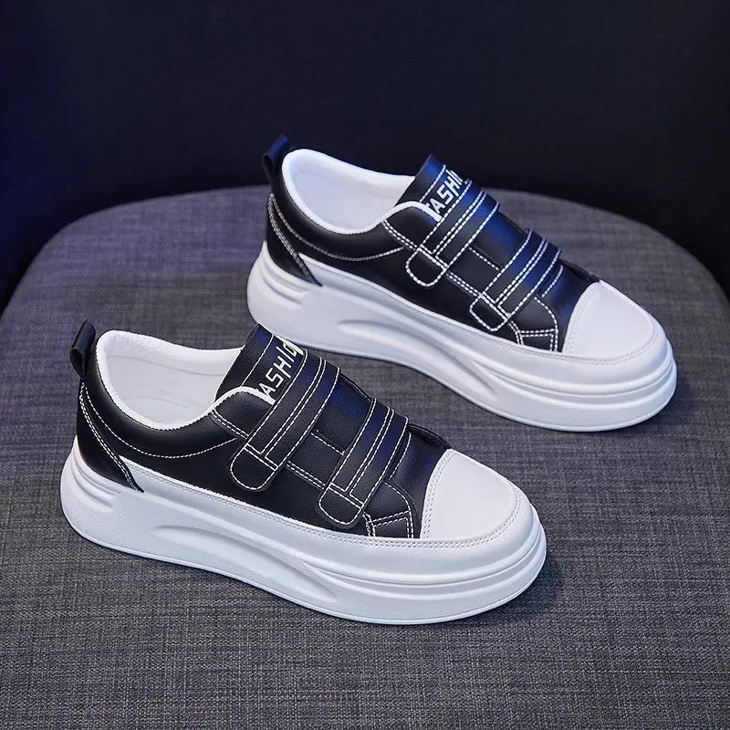 

2022 Spring New Fashion Platform Women's Shoes Velcro White Shoes Women's Leather Shoes Sneakers Casual Shoes Zapatos De Mujer
