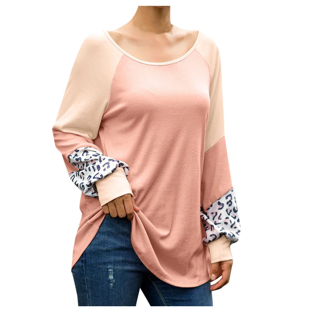 Женская Повседневная леопардовая Толстовка с длинным рукавом размера плюс