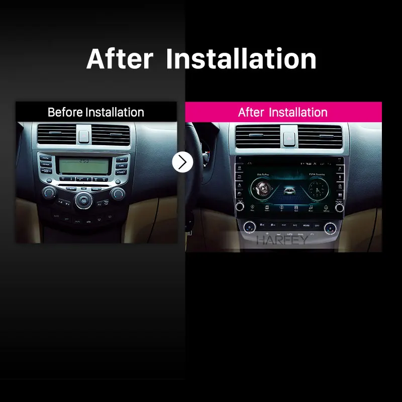 Автомагнитола Harfey с сенсорным HD экраном 9 1 дюйма Android 10 для Honda Accord 7 2003 2007 GPS Bluetooth