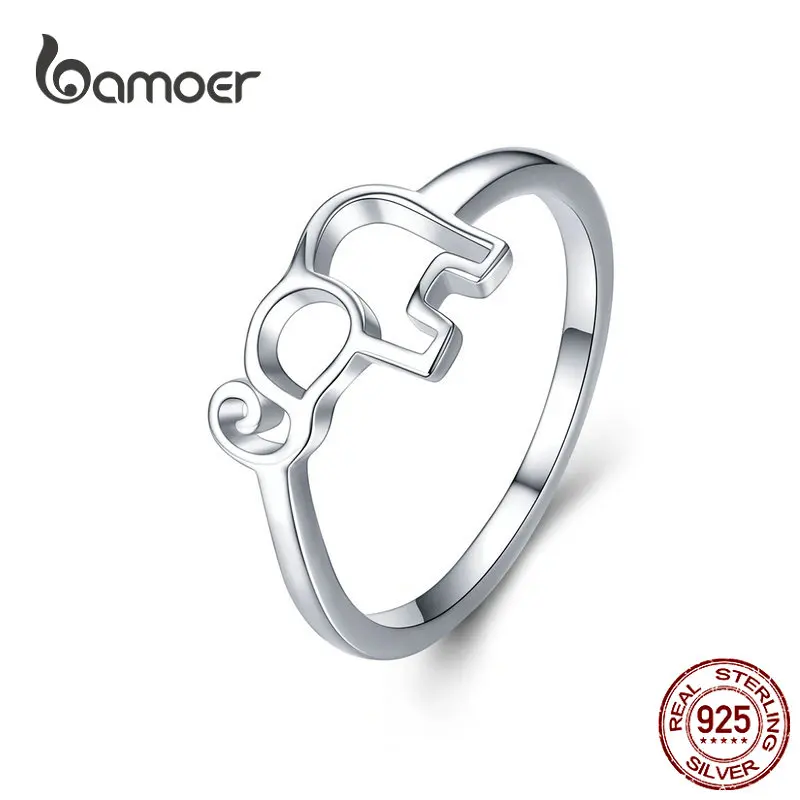 Bamoer, Стерлинговое серебро 925, слон, животное, эскиз, кольца на палец для женщин, модное ювелирное изделие, милый Bijoux, дизайн SCR540