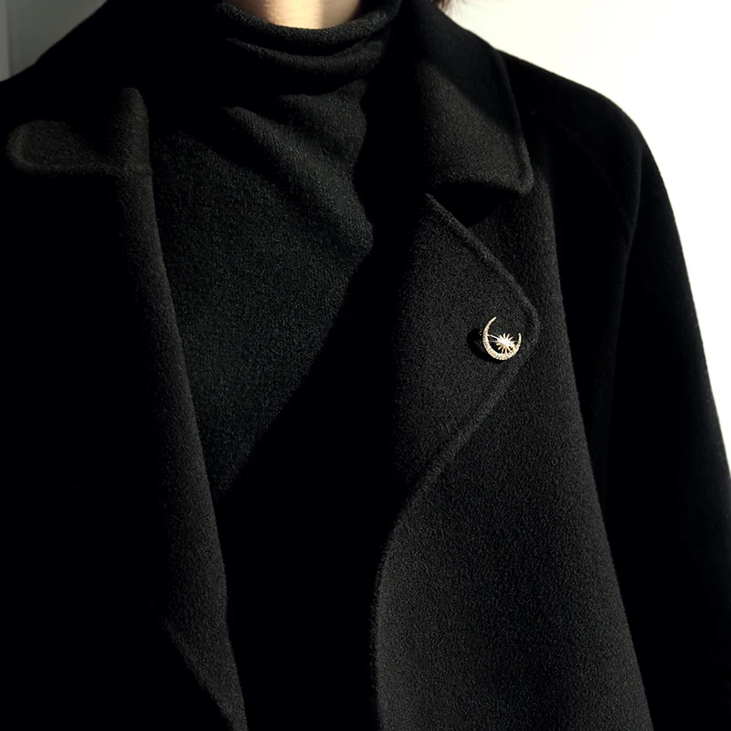 Простая Модная Золотая брошь с Луной и солнцем женские золотые булавки отворотом