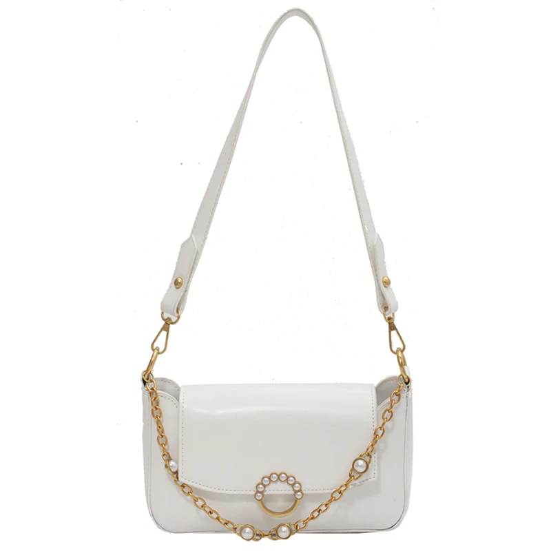 

Original Brand Girl 2021 New Fashion Messenger Bag High-end Pearl Chain Shoulder Bag Square Underarm Bag Dual-use Bag