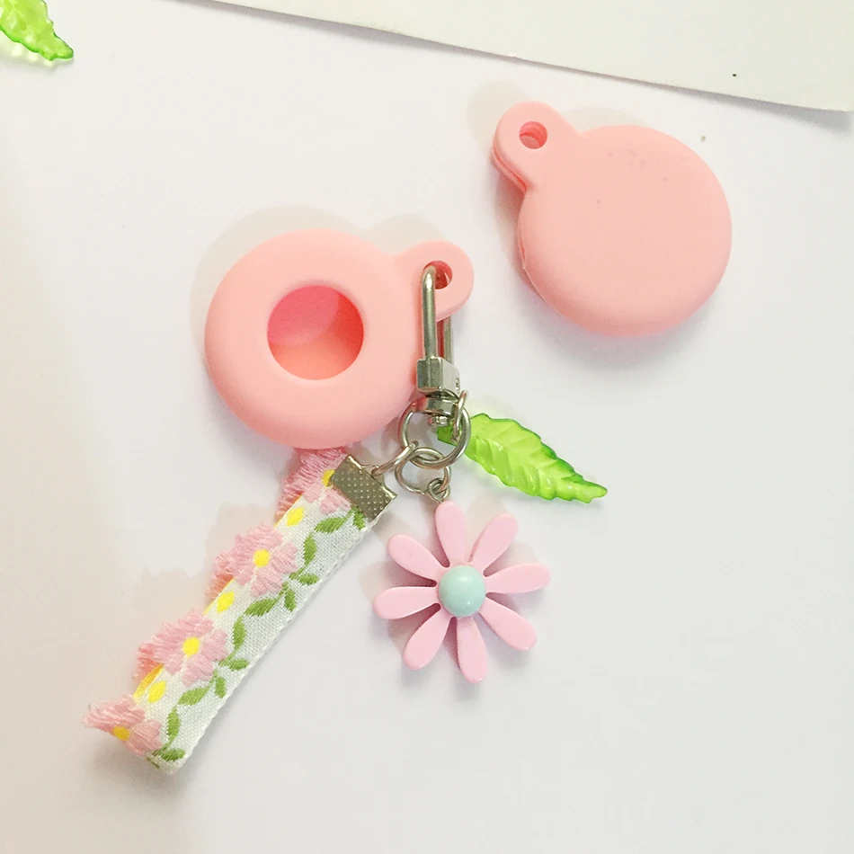 

For AirTags Cover Luxury flower Keychain Anti-lost Protective Case Key Holder Air Tags Shell Silicone Protector Case