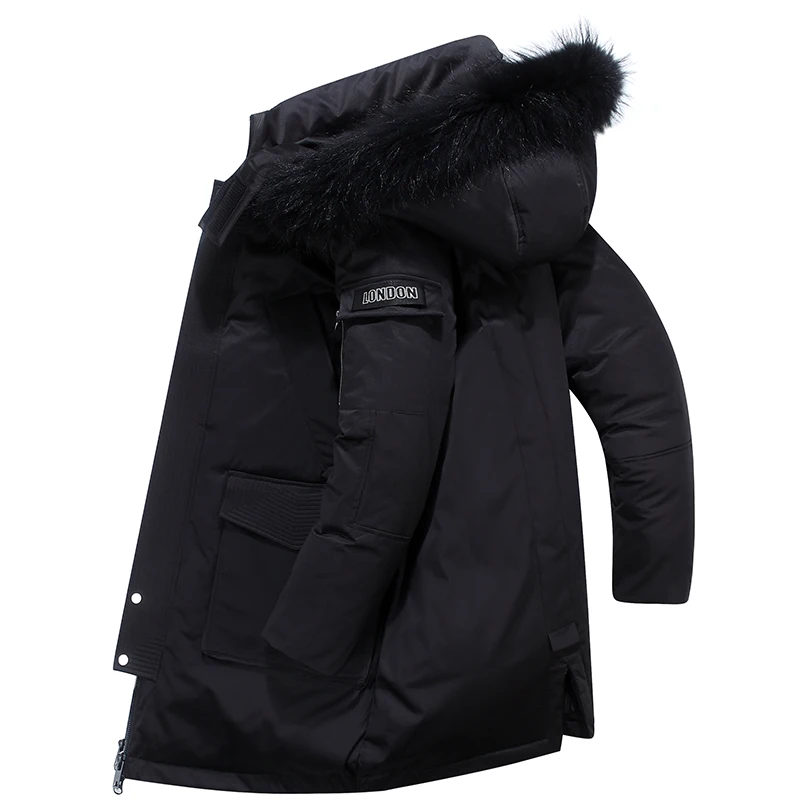 2019 Winter New Men's Red Down Jacket Fashion Casual Fur Collar Hooded Thicken Duck jackets Coats Male Brand Clothing | Мужская
