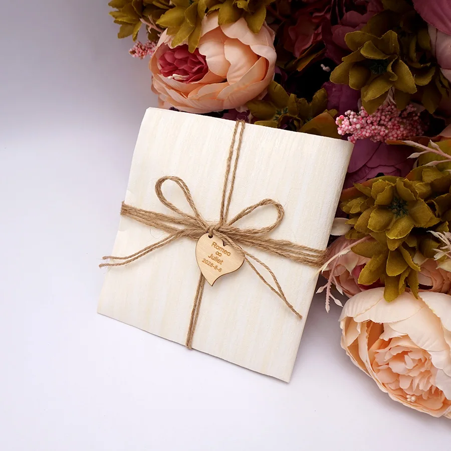 

50pcs Personalized Wooden Tags For Wedding Gifts Custom Art Heart Packaging Wrapping Ideas Party DIY Decor 3cm Laser Cut