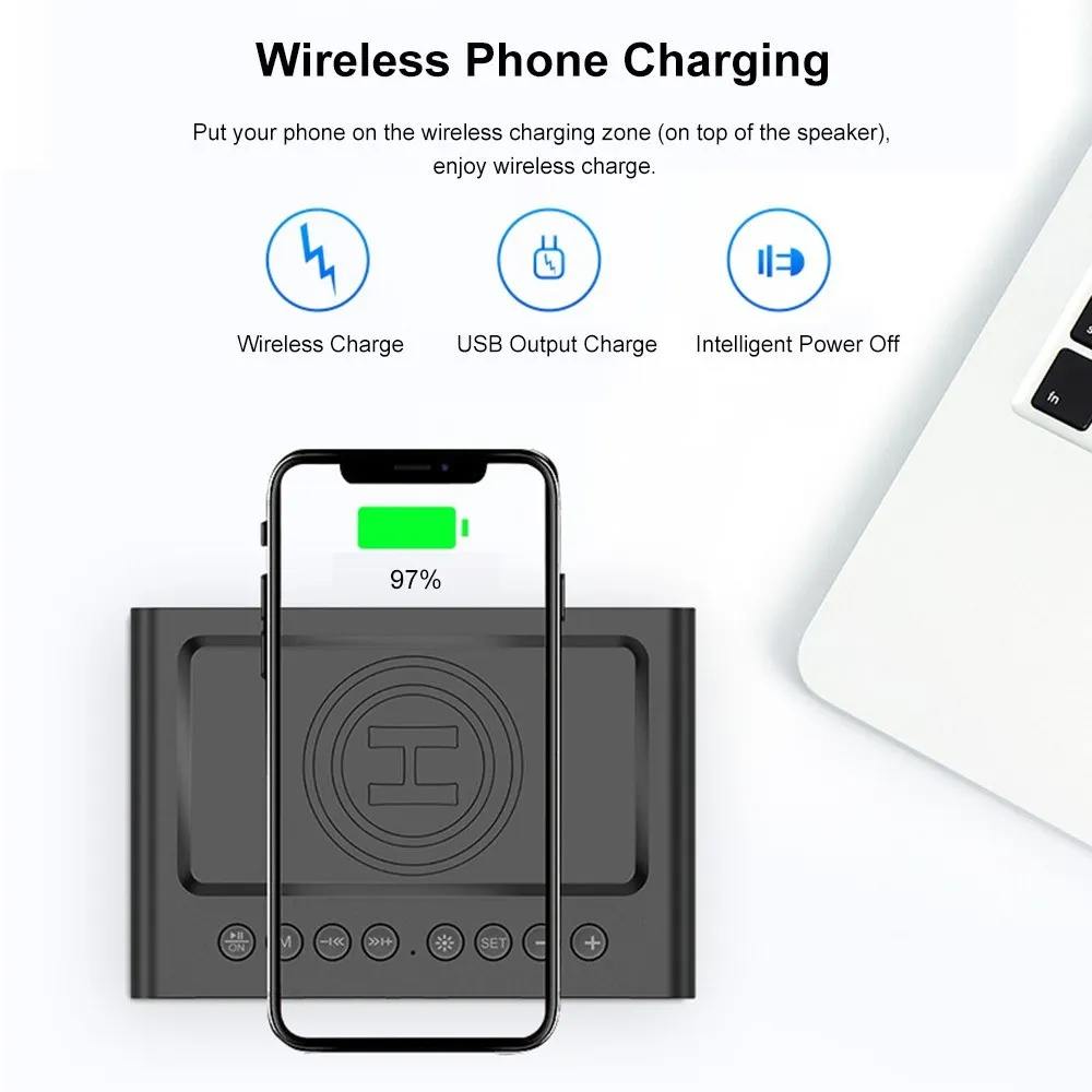 Беспроводные колонки Bluetooth 5 0 с двумя рожками сабвуфер будильник Беспроводная