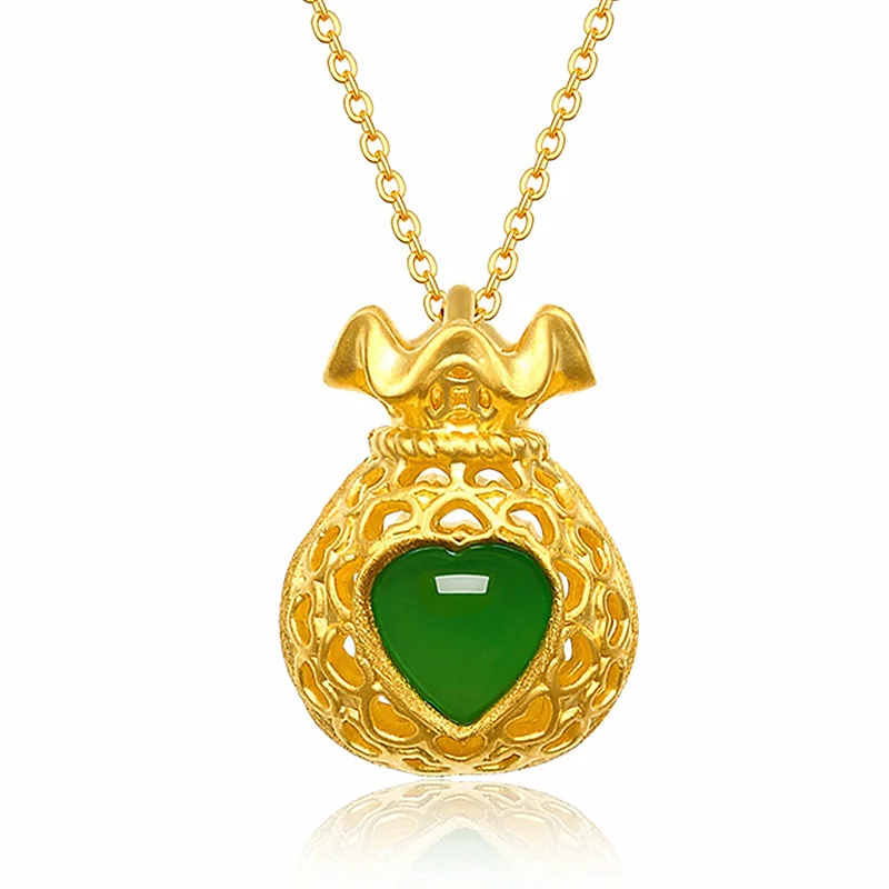 

Jade Lucky bag Pendant Hetian Women Natural Fashion 925 Silver Necklace Charm Amulet Jewelry Gifts Chalcedony Chinese
