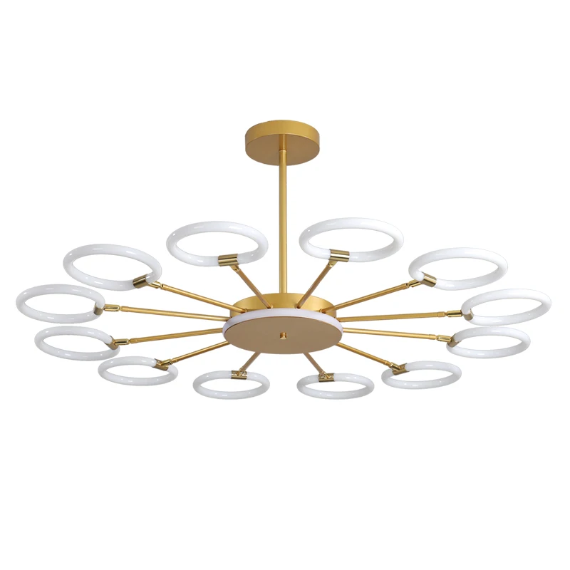 

Modern LED Chandelier Lights Dimmable Lamps For Living Room Bedroom Gold Body High Low Lighting 6 8 12 Heads