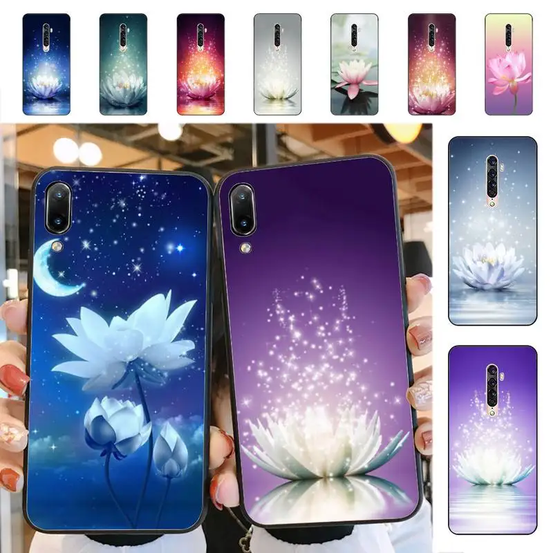 

YNDFCNB Lotus Blue White Flowers Phone Case for Vivo Y91C Y11 17 19 17 67 81 Oppo A9 2020 Realme c3