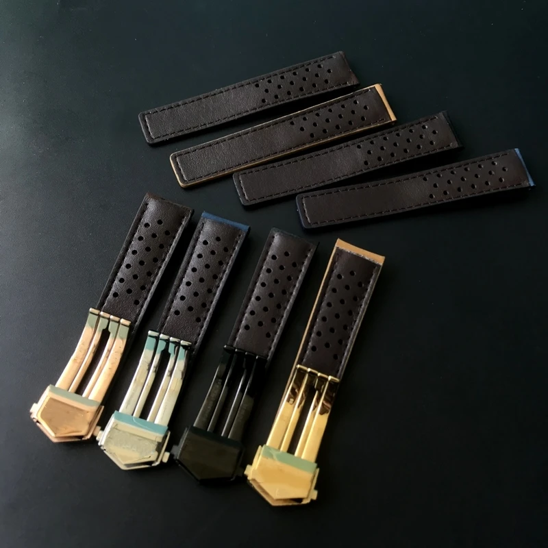 Ремешок матовый из натуральной кожи для часов черный синий коричневый браслет