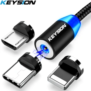 keysion led magnetic usb cable fast charging type c cable magnet charger data charge micro usb cable mobile phone cable usb cord free global shipping