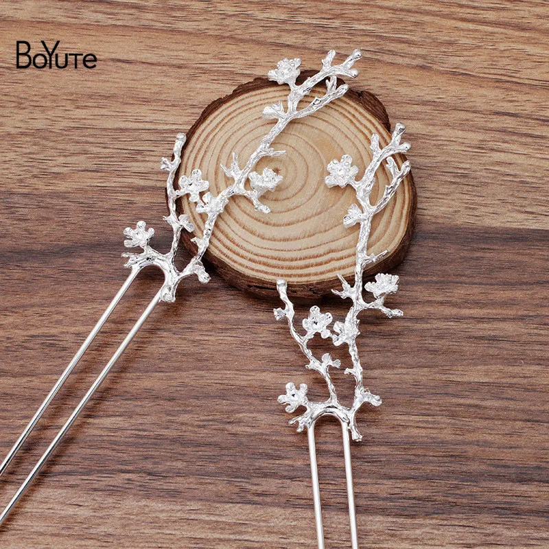 

BoYuTe Wholesale (5 Pieces/Lot) 39*94MM Metal Alloy Flower Branch Hair Stick Diy Hair Jewelry Accessories Hand Made Materials