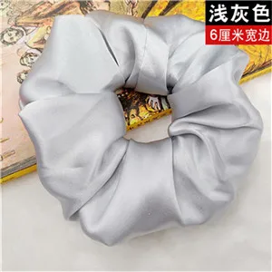 LightGrey Модные женские элегантные 6 см ширина чистый шелк резинки для волос милая резинка OL базовый зажим для волос конский хвост держатель - Цвет: LightGrey