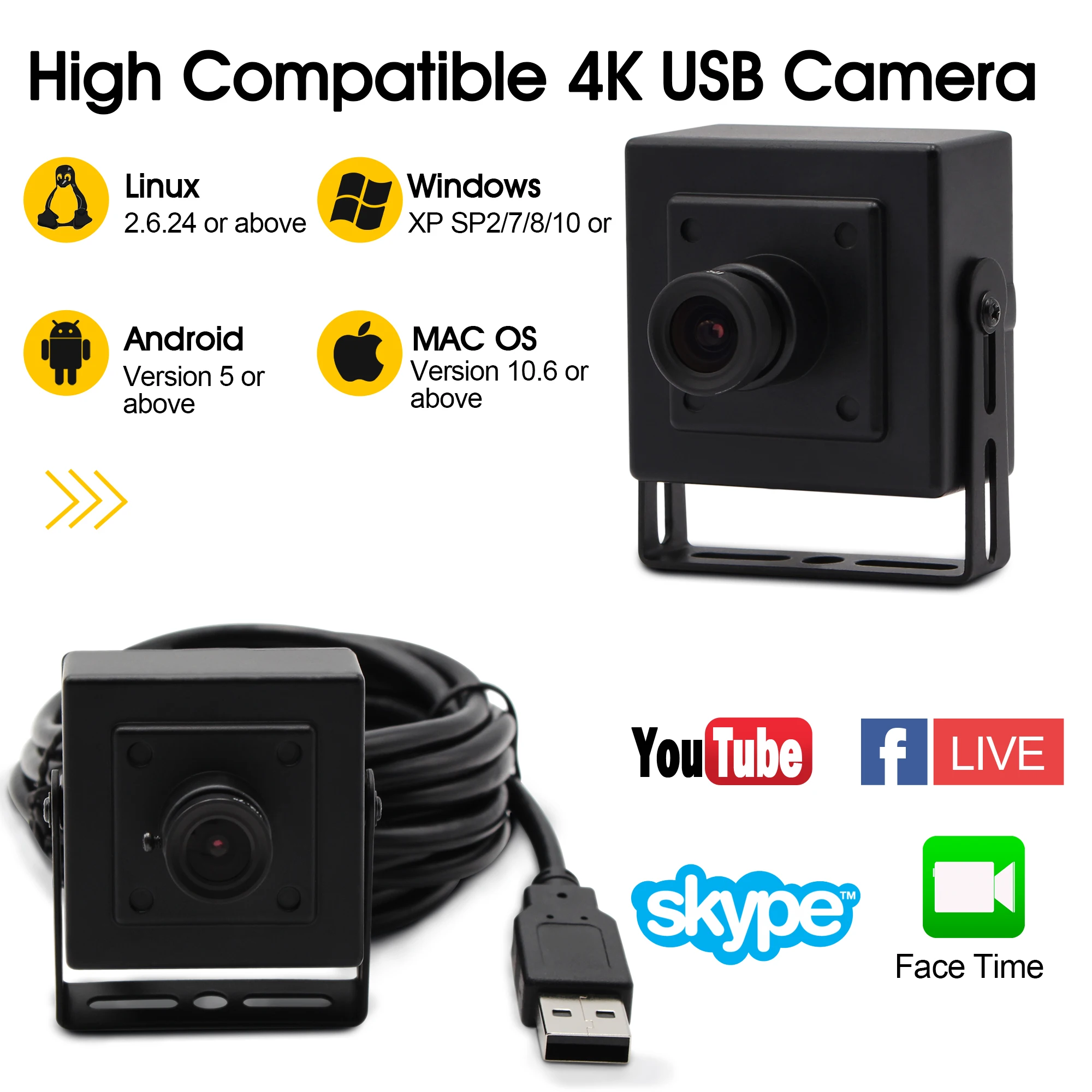 USB камера ELP 4K Sony IMX317 с датчиком MJPEG UVC бесплатным драйвером для Android Linux Windows