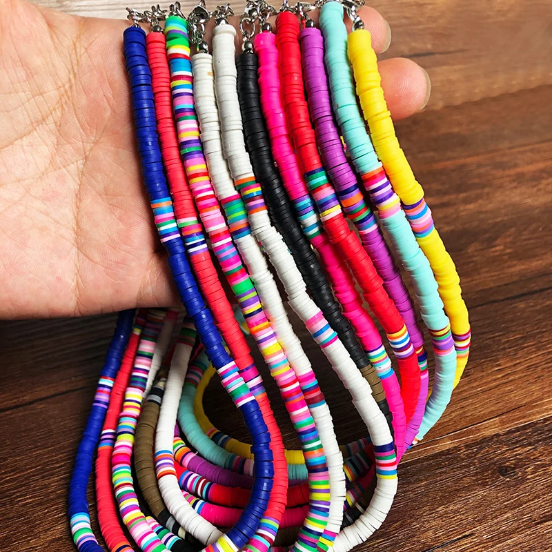 2020 6 мм Цвета полимерная глина ожерелье мягкая гончарные изделия колье Красочные