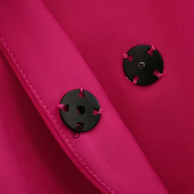 

SeeBeautiful New Fashion Spring 2021 Simple V-neck Long Sleeve Poackets Belts Covered Button Loose Dress Woman Q568