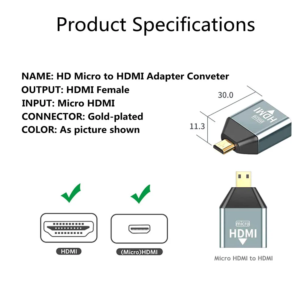 Микро совместимому с HDMI адаптер Папа-мама Тип D к HD разъем 4K @ 60 Гц конвертер из-за