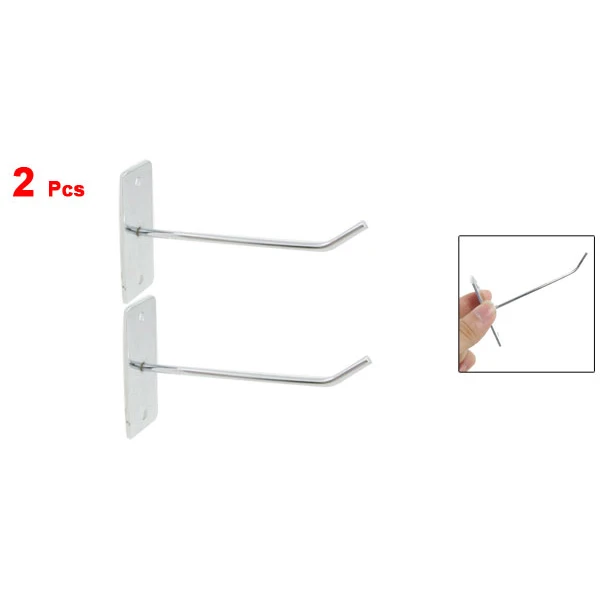 

2 Pcs Wall Board Hanger Metal Clothes Towels Display Hook Silver Tone