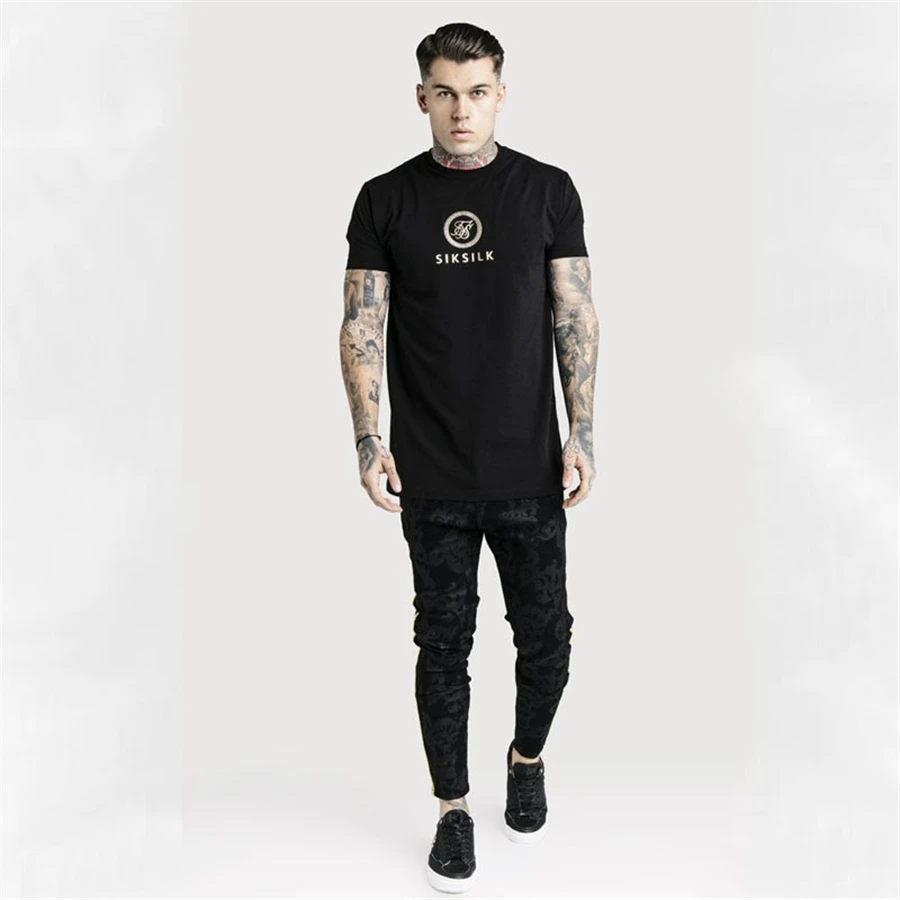 Sik Silk футболки мужские Siksilk с коротким рукавом футболки мужские осенние свитшоты хип хоп Уличная футболка Шелковый Свитшот
