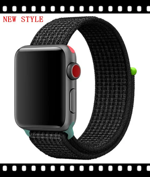 Ремешок для apple watch band sport loop apple watch 5 4 3 band 44 мм 40 мм iwatch 5 4 42 мм 38 мм correa нейлоновый браслет pulseira nato - Цвет ремешка: Black white 5 hit