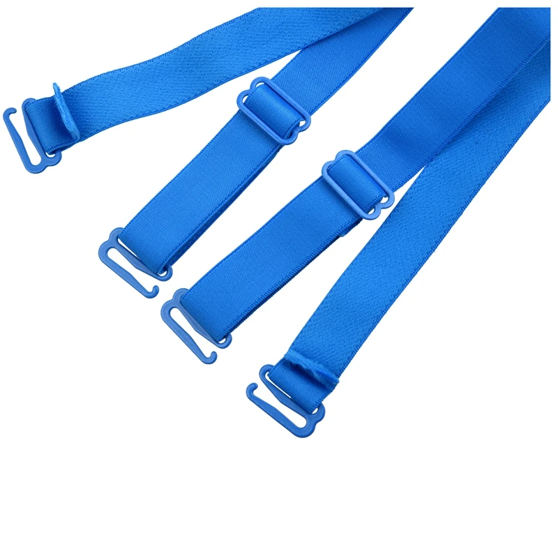 

New Blue Elastic Fabric Metal Hook End Bra Straps Pair for Ladies