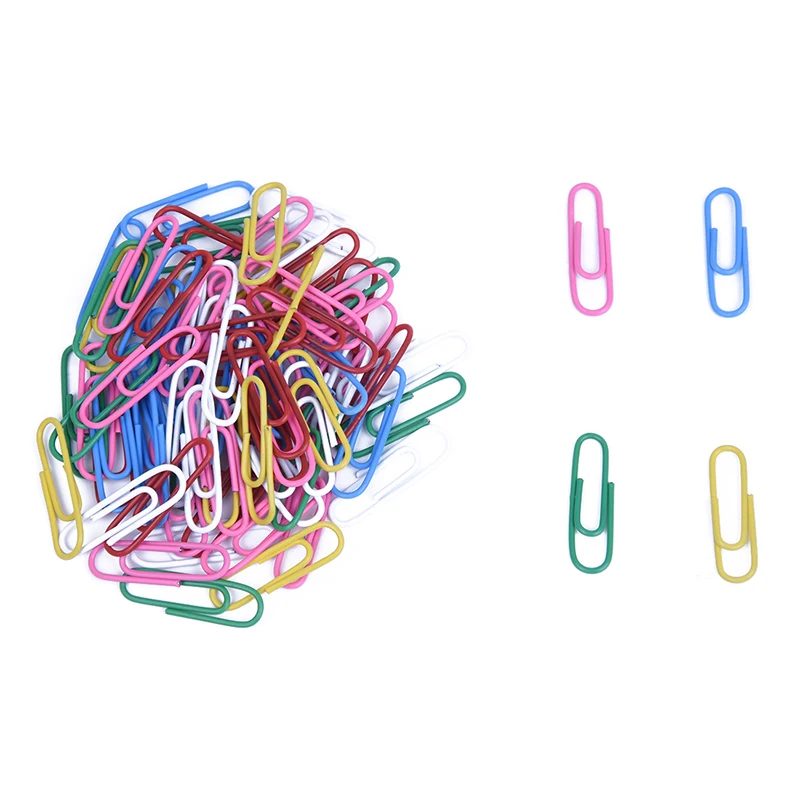 

Appro.x100Pcs Plastic-Coated Paper Clips--Color Assorted