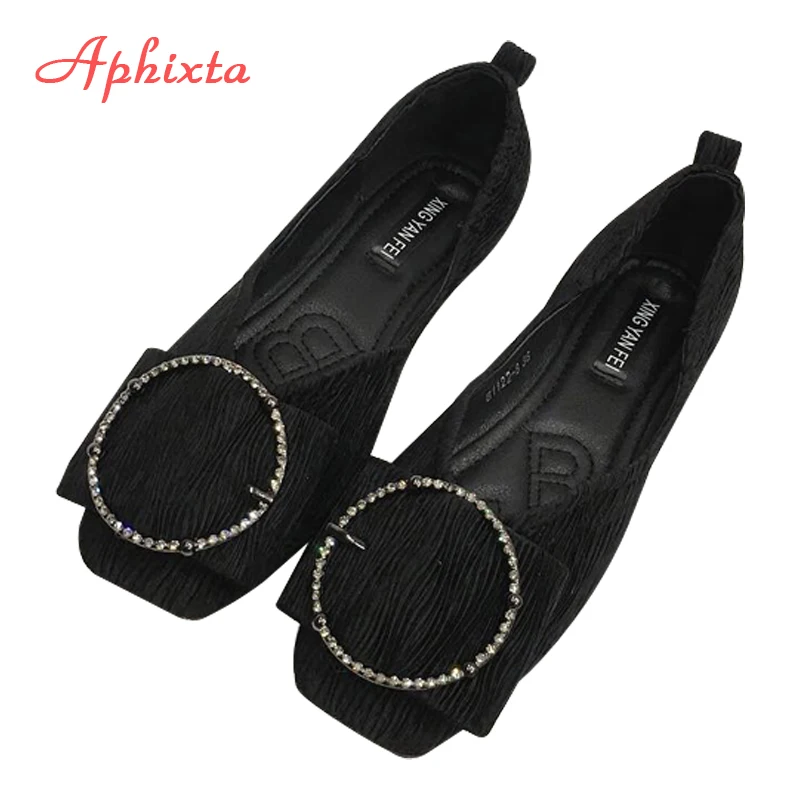 Женские лоферы с пряжкой Aphixta весенние балетки на плоской подошве Мокасины