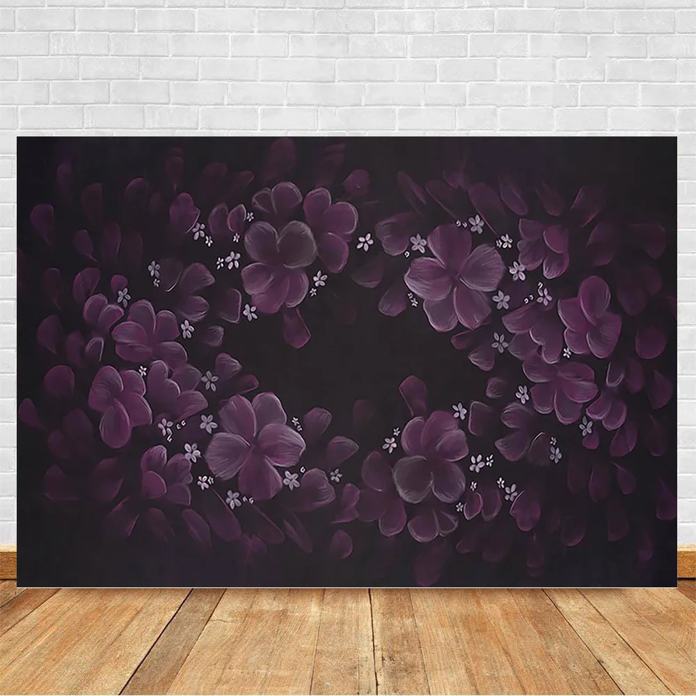Purple Flower Sweet Girl Birthday Photography Backdrop Abstract Floral Texture Newborn Baby Portrait Background for Photo Studio |