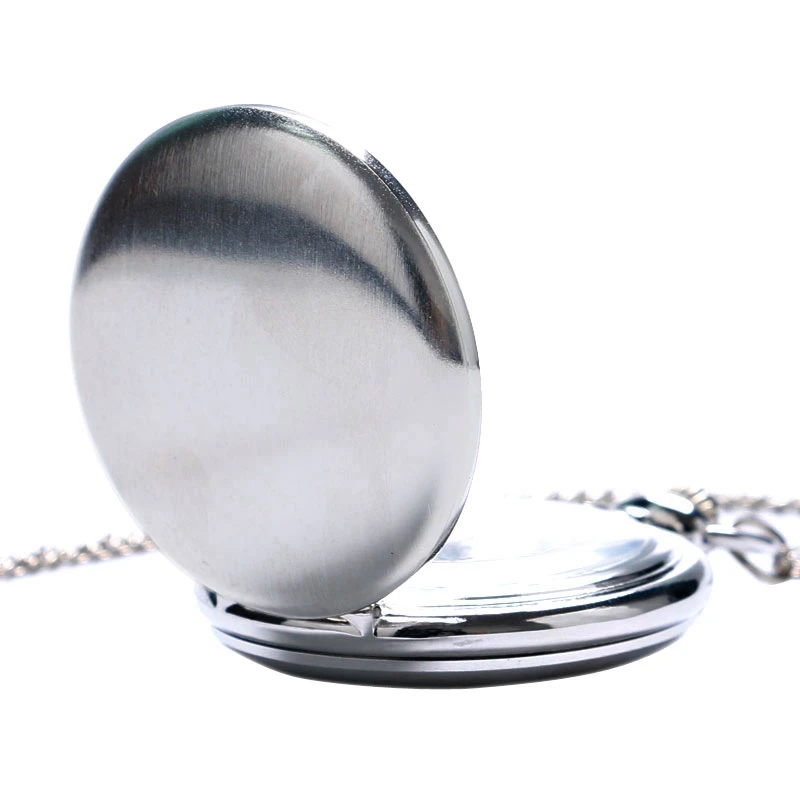 

Fashion Simple Sliver Polish Smooth Quartz Pocket Watch Luxury Silver Sweater Chain Necklace Pendant Best Gifts Relogio De Bolso