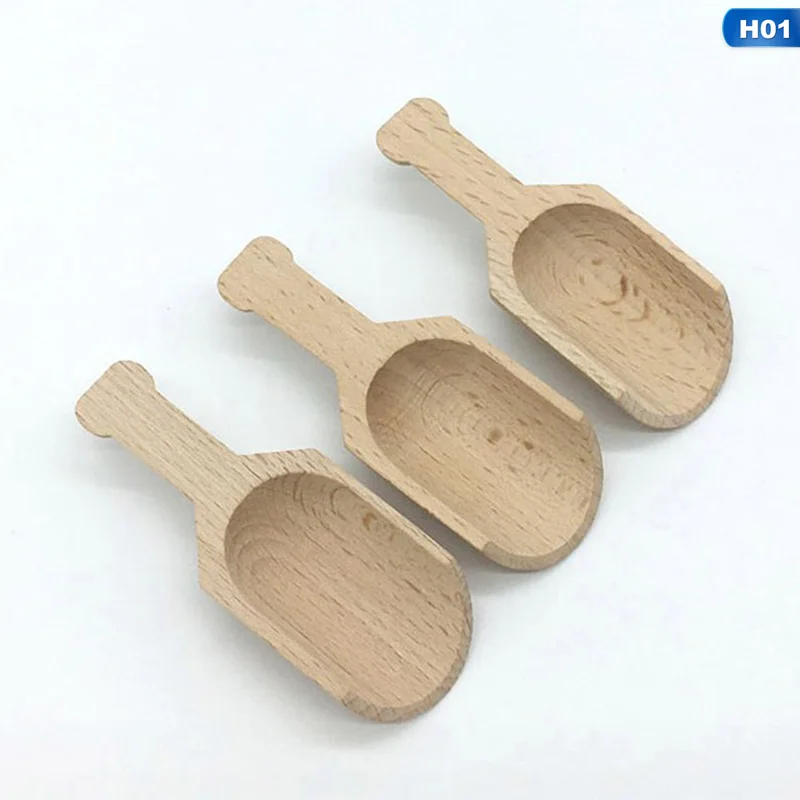 

3pcs/Set!! Candy Flour Spoon Scoops Kitchen Utensils - 2.3x7.6cm 2.5x8.1cm 3x7.8cm Mini Wooden Scoops Bath Salt Spoon