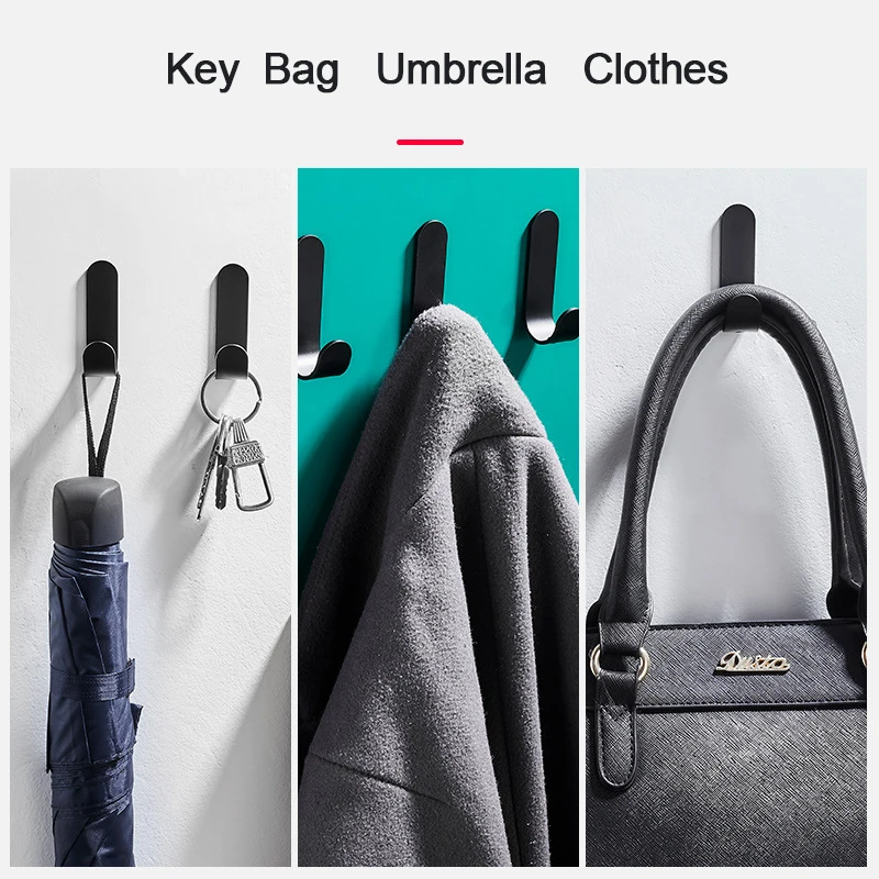 

5Pcs Self-adhesive Clothes Bag Hanger Hook Punch-Free Strong Viscose Towel Hook For Bathroom Livingroom Bedroom Accessories