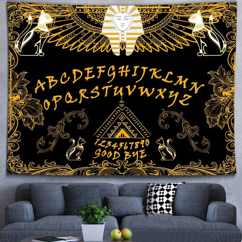 

Egyptian Style Sphinx Tapestry Egyptian Pharaoh God Cat Art Wall Hanging Bohemian Flower Character Digital Tapestry Tapiz Playa