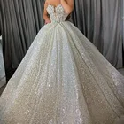 Свадебное платье без бретелек с блестками, длинное бальное платье из органзы с V-образным вырезом и кристаллами, свадебные платья