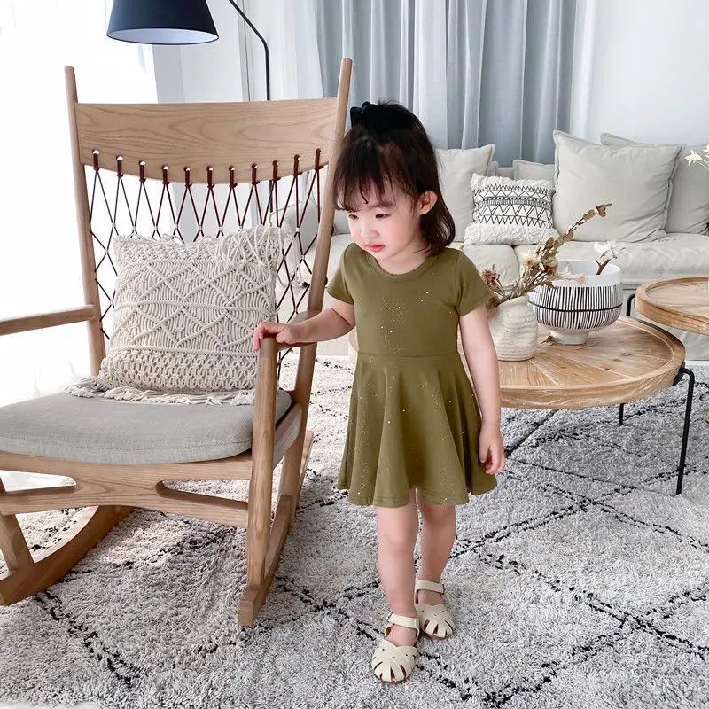 

VFOCHI 2021 Fashion Girl Dress Summer Girls Clothes Color Black Starry Pattern Pure Cotton Cute Kids Dresses for Girl Dresses