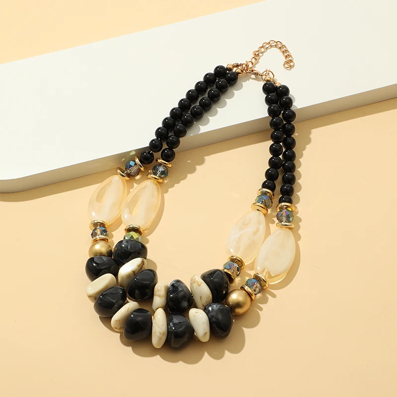 

GuanLong Natural Stone Statement/Long Necklace Women Beads Custom Necklace Acrylic Resin Layered Necklaces Girls Vintage Jewelry