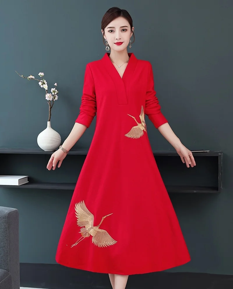 Современное китайское традиционное платье Красное Длинное Qipao журавль русалка невесты свадебное Cheongsam Vestido Robe Винтаж Femme Восточный FF2328