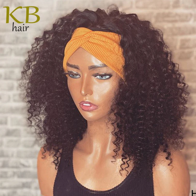

Человеческих волос парик с головной повязкой короткий кудрявый вьющиеся индийские Полный парик фабричного производства, с повязкой на гол...