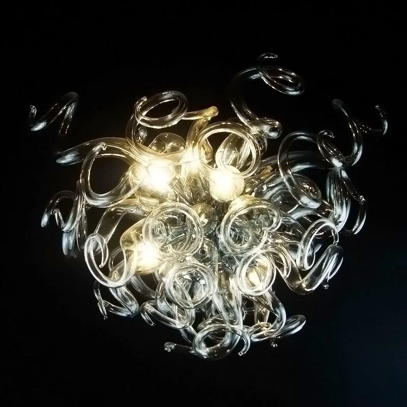

China Supplier Transparent Pendant Lamp LED Light Source American Style Hand Blown Glass Crystal Chandelier