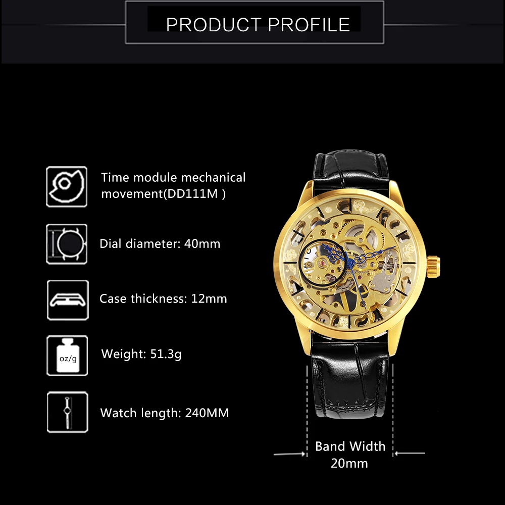 Роскошные золотые мужские механические часы с скелетом FORSINING модные брендовые