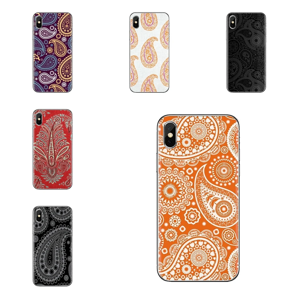 For iPod Touch Apple iPhone 11 Pro 4 4S 5 5S SE 5C 6 6S 7 8 X XR XS Plus Max Ultra Thin Case Paisley Flower Mandala Henna Hippie |