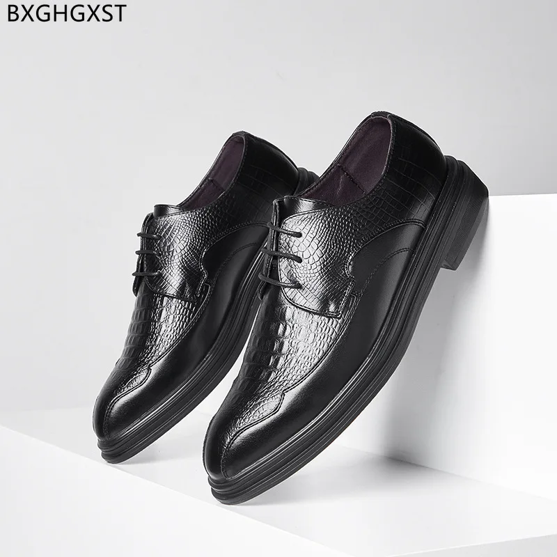 

Black Men Wedding Shoes 2023 Designer Dress Crocodile Shoes Oxford Leather Shoes Men Formal Chaussure De Homme Zapatos De Hombre