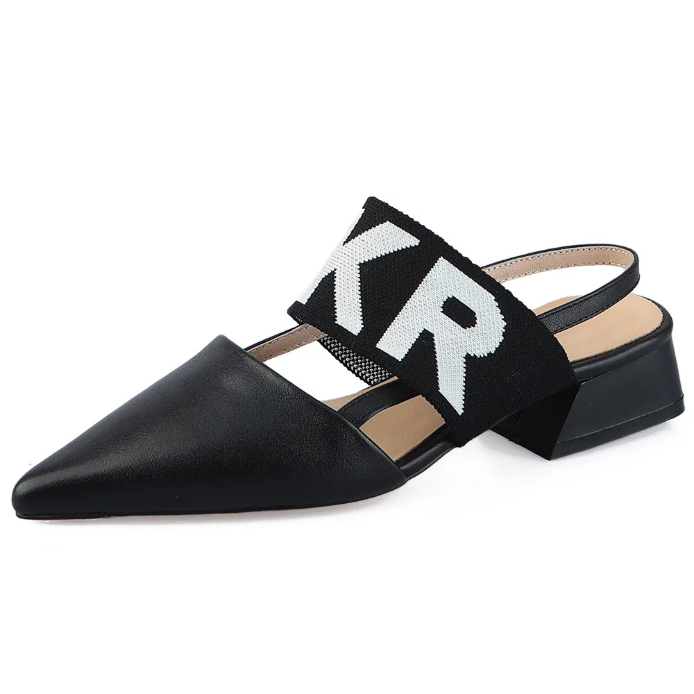 Женские эластичные сандалии из натуральной кожи на плоской подошве без шнуровки