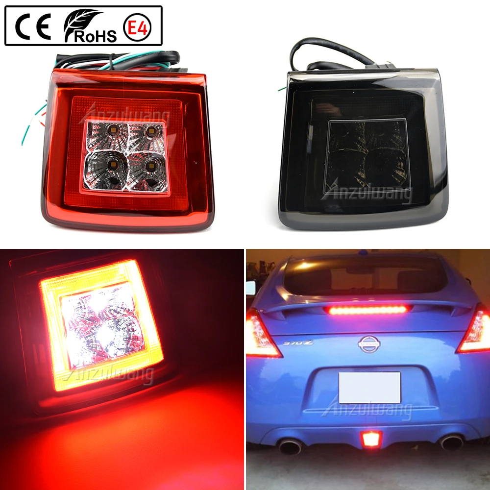 

Bumper Fog Light Kit for 2009-2019 Nissan 370Z & 2013-17 Juke Nismo, Red Brake/Rear Fog & White LED as Backup Reverse Lamp