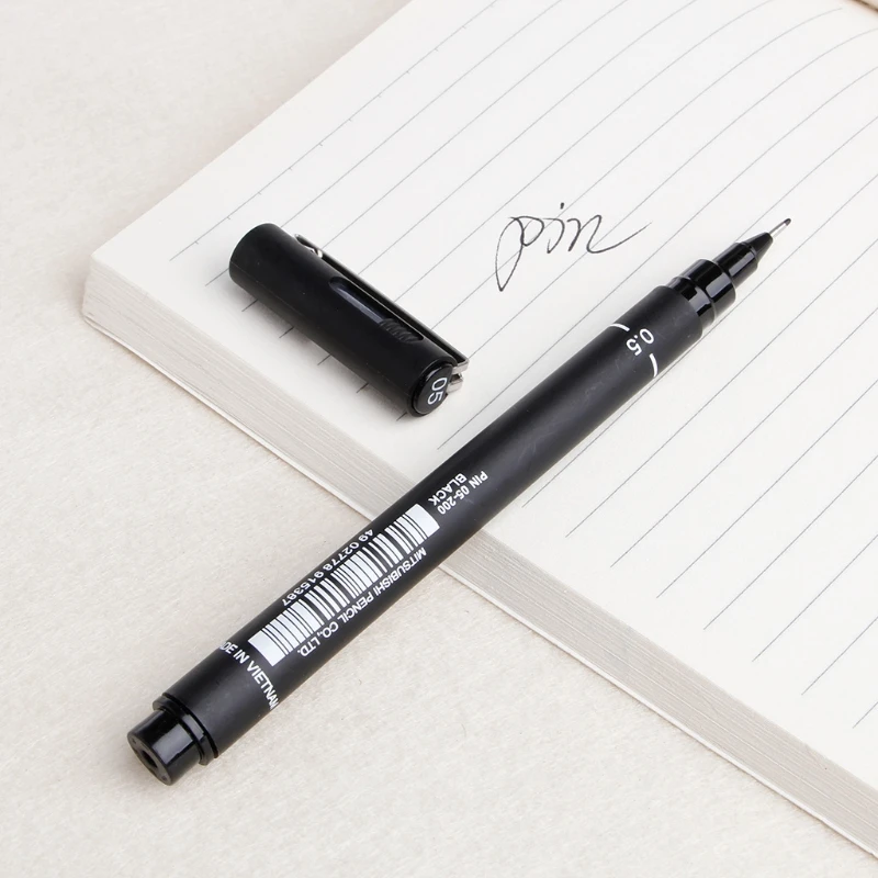 Перо для рисования Fineliner 6 шт./лот черные чернила 005 01 02 03 05 08 микрон ручка офисный и