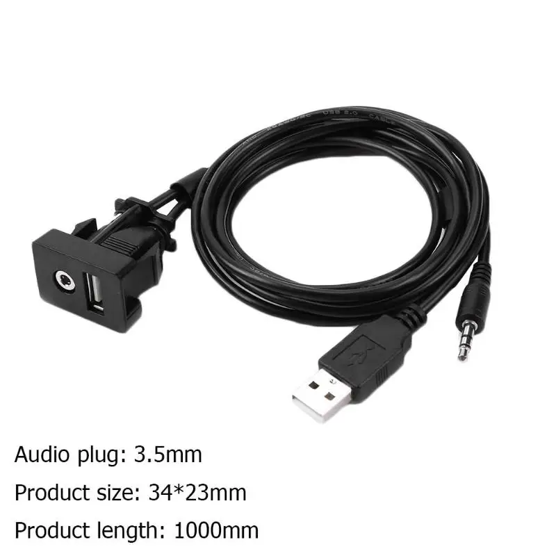 1m Dash USB Port Panel 3.5mm AUX Extension Cable for Toyota Camry Corolla Audio Socket with Signal Support | Автомобили и