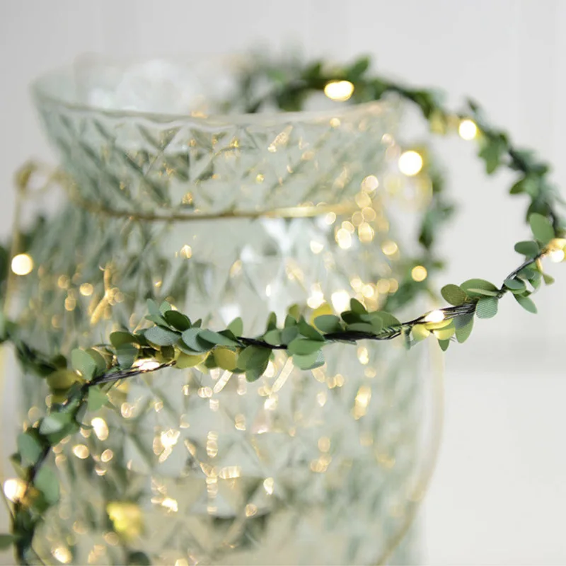 

Tiny Leaf Garland Fairy Light Decor 2M/10MLED Copper Wire String Lights for Wedding Forest Table Christmas Home Party Decoration