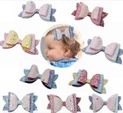 36 шт.лот 3,5 дюймов новорожденный светящийся в темноте бант-заколка для волос, блестящие банты бант блестящие банты для волос заколка для волос аксессуары для волос для девочек