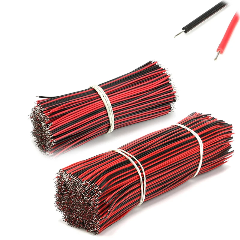 

50Pcs/lot Red Black Abreast Line 26AWG 80mm 150MM length LED Line Connecting Tin Plating Wire DIY 2P Electronic Wire Welding