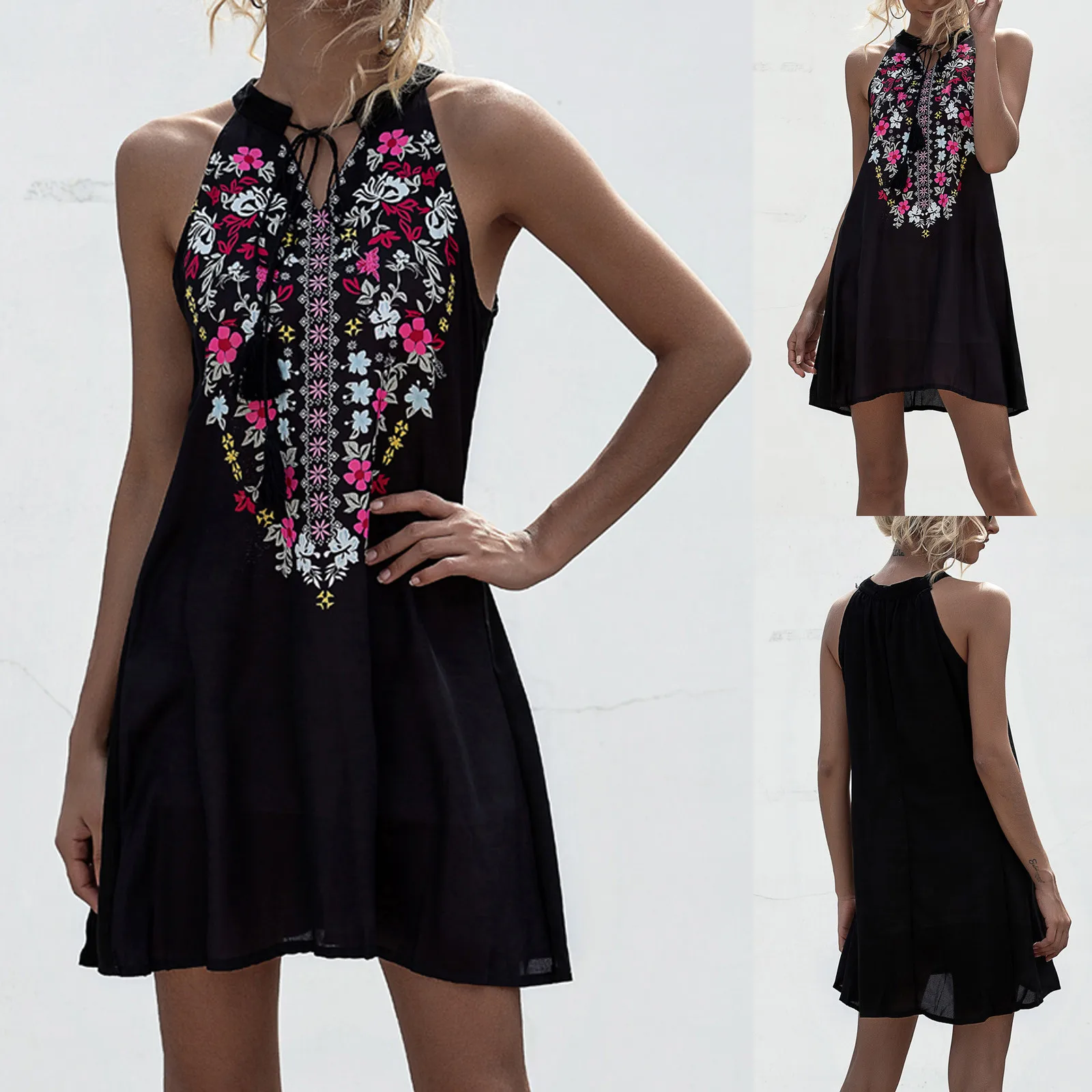 

Short Dress Short Sleeveless Short Bind Fashion Style Sleeve Women Sleeve Women's Dress